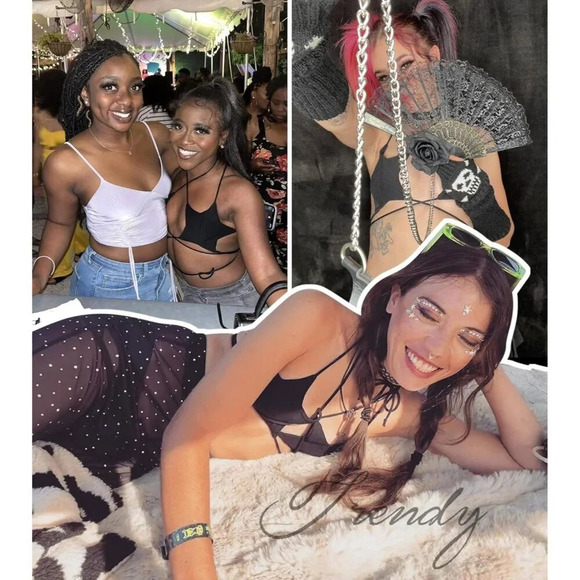 Women Sexy Halter Party Dance Bra Strappy  Crisscross Wrap Tie Music Outfit - Picture 5 of 7